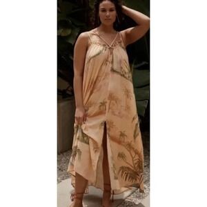 Anthropologie Tahnee Kelland Tropical Print Midi Dress XS Boho Resort EUC